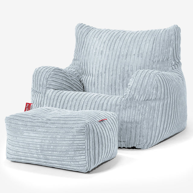 Puff Sillón Josephine - Pana Clásica Bebé Azul 02