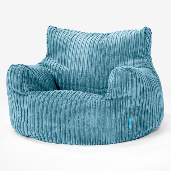 Puff Sillón para niños 3-8 años - Pana Clásica Egeo Azul 01