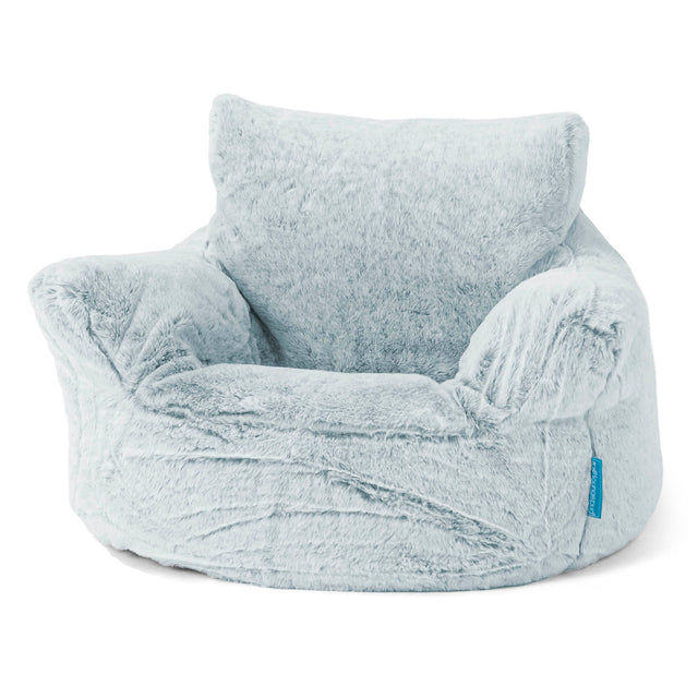 Puff Sillón para niños 1-3 años - Piel de Conejo Sintética Azul Empolvado 01