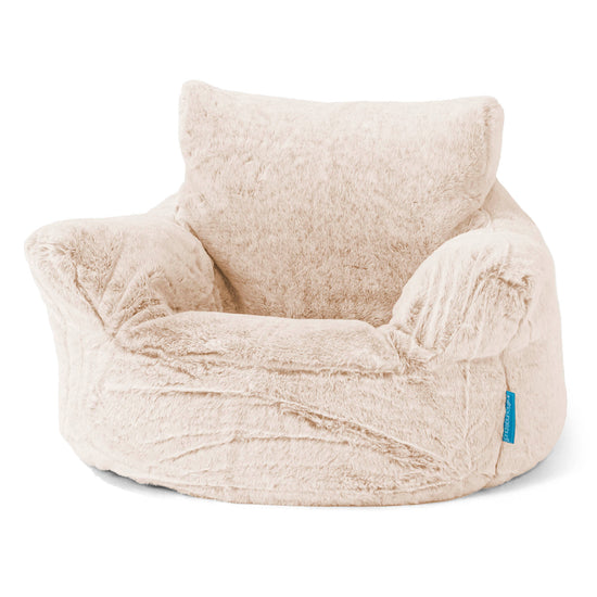 Puff Sillón para niños 1-3 años - Piel de Conejo Sintética Blanco 01