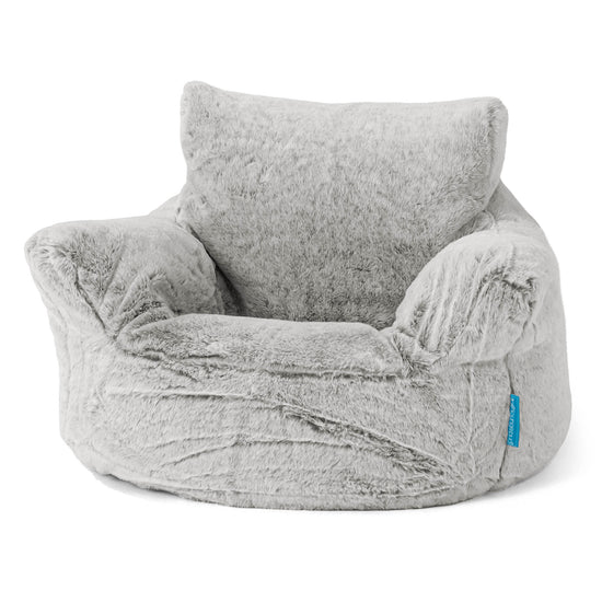 Puff Sillón para niños 1-3 años - Piel de Conejo Sintética Gris Claro 01