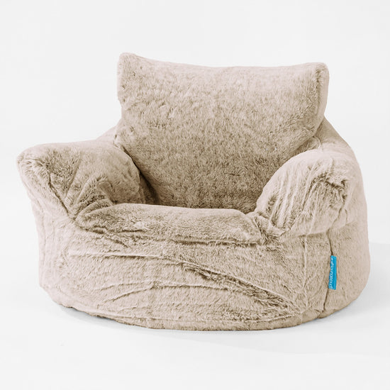 Puff Sillón para niños 1-3 años - Piel de Conejo Sintética Marrón Dorado 01