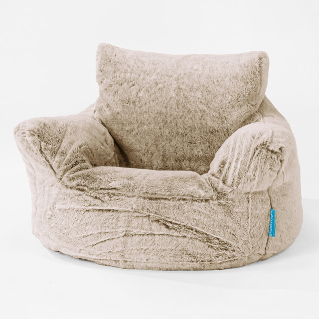 Puff Sillón para niños 1-3 años - Piel de Conejo Sintética Marrón Dorado 01