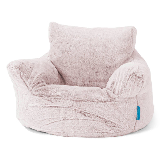 Puff Sillón para niños 1-3 años - Piel de Conejo Sintética Rosa Empolvado 01
