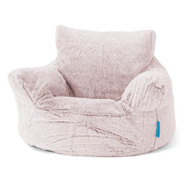 Puff Sillón para niños 1-3 años - Piel de Conejo Sintética Rosa Empolvado 01