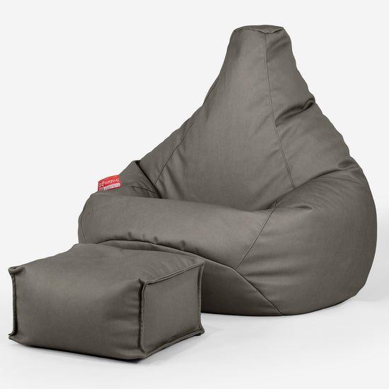 Silla De Juego Puf - Cuero Vegano Gris 01