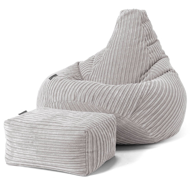 Silla De Juego Puf - Pana Clásica Gris Plata 01