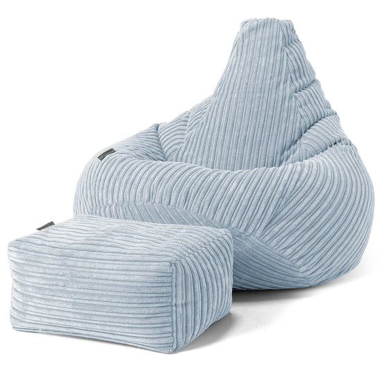 Silla De Juego Puf - Pana Clásica Bebé Azul 01