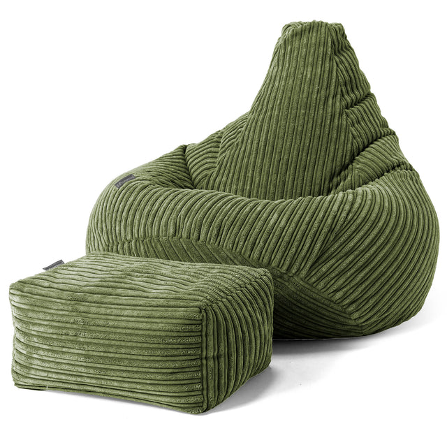 Silla De Juego Puf - Pana Clásica Bosque Verde 01