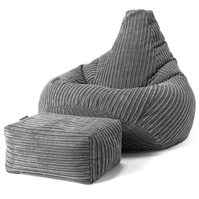 Silla De Juego Puf - Pana Clásica Pizarra Gris 01