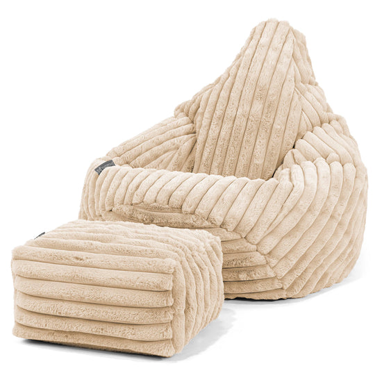 Silla De Juego Puf - Pana de Felpa Ultra Crema 01