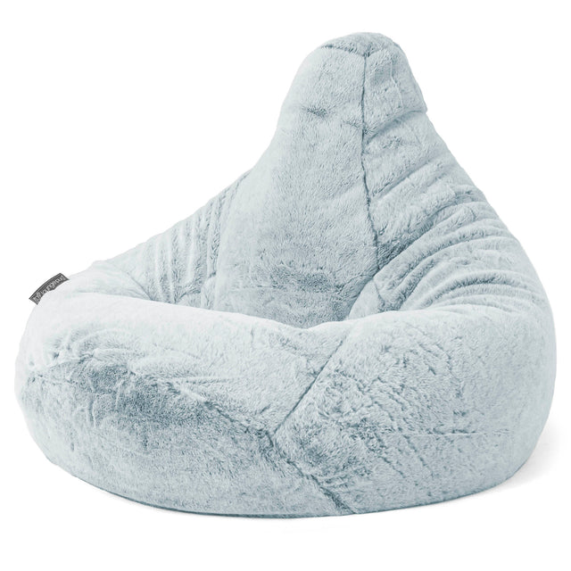 Silla De Juego Puf - Piel de Conejo Sintética Azul Empolvado 04
