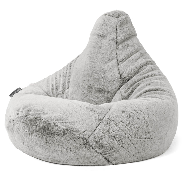 Silla De Juego Puf - Piel de Conejo Sintética Gris Claro 04