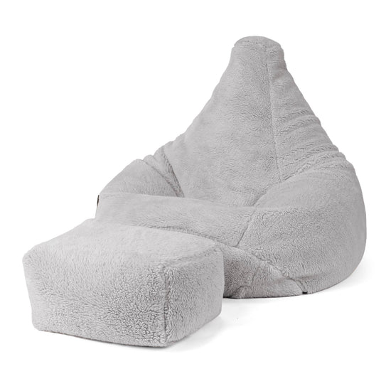 Silla De Juego Puf - Piel de Osito Sintética Gris Medio 04