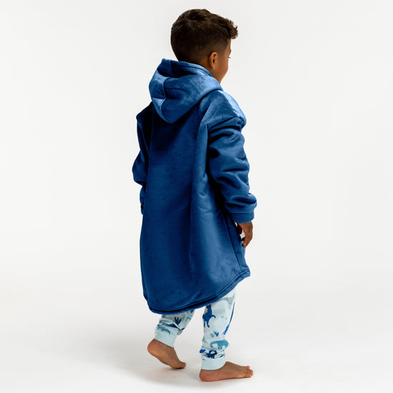 Sudadera Tipo Manta con Capucha Extragrande para Niños - Tela Minky Lisa Azul oscuro 04