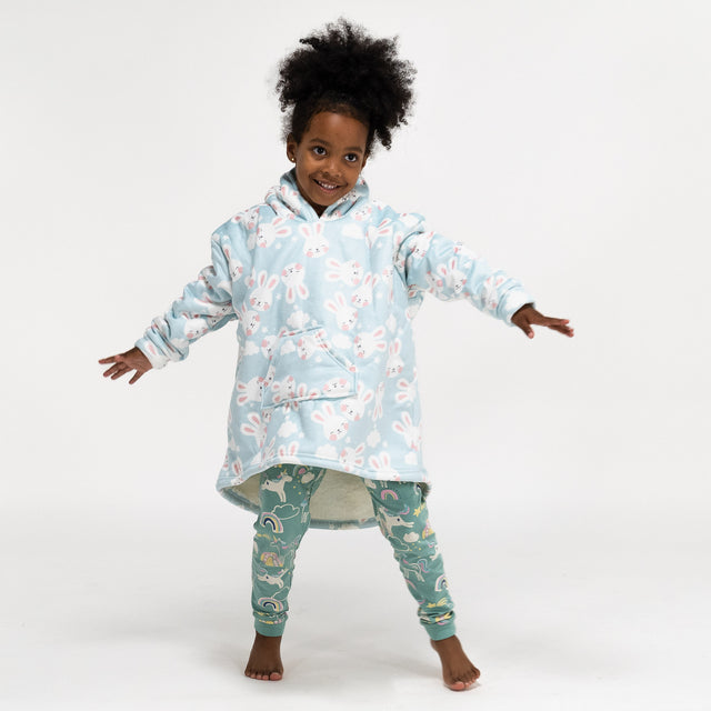 Sudadera Tipo Manta con Capucha Extragrande para Niños - Tela Minky Lisa Conejo 01