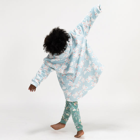 Sudadera Tipo Manta con Capucha Extragrande para Niños - Tela Minky Lisa Conejo 04