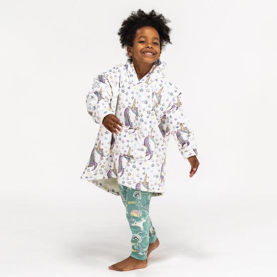 Sudadera Tipo Manta con Capucha Extragrande para Niños - Tela Minky Lisa Unicornio 02