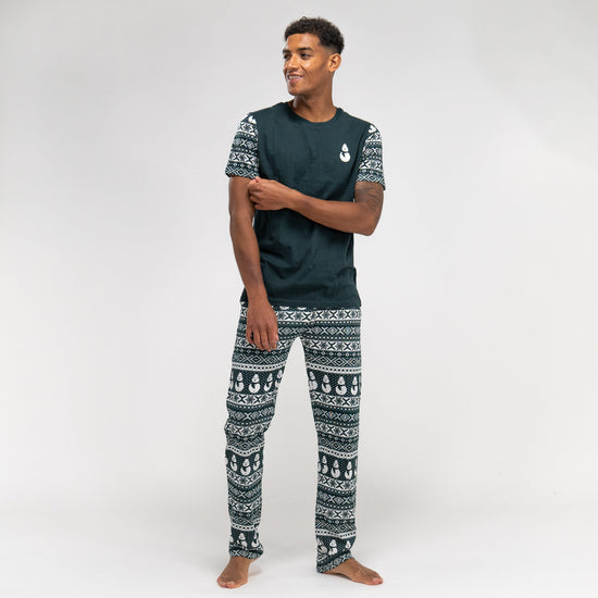 Pijama Navidad de hombre Mono de nieve verde 03