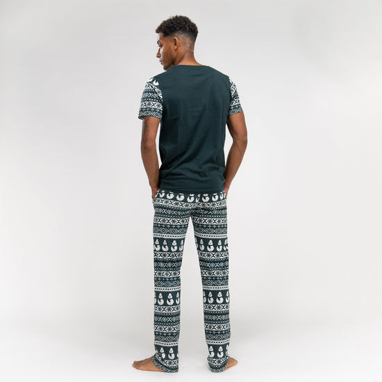 Pijama Navidad de hombre Mono de nieve verde 05