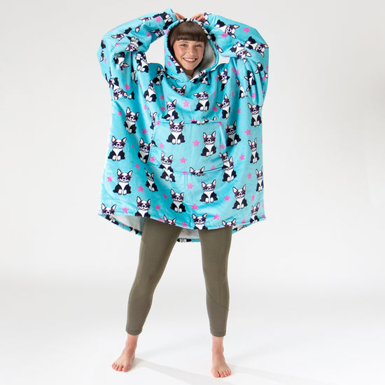 Sudadera Tipo Manta con Capucha Extragrande para Hombre o Mujer - Tela Minky Lisa Pug 01