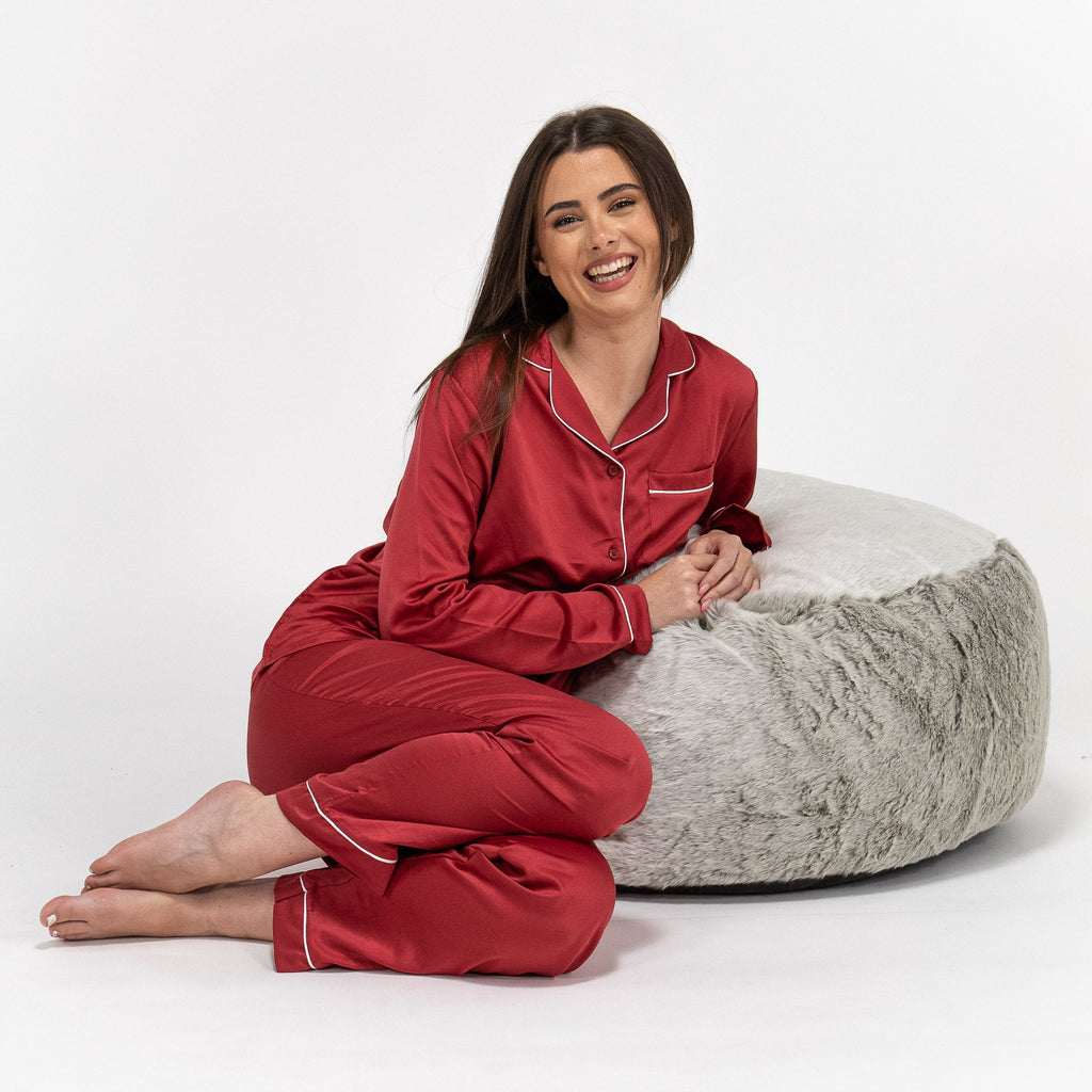 Pijama de Satén Rojo para mujer 06