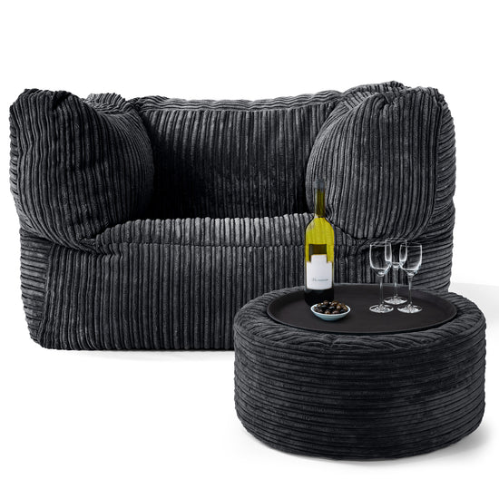 Albert Puff Sillón - Pana Clásica Negro 02