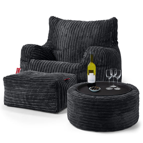 Puff Sillón Josephine - Pana Clásica Negro 03