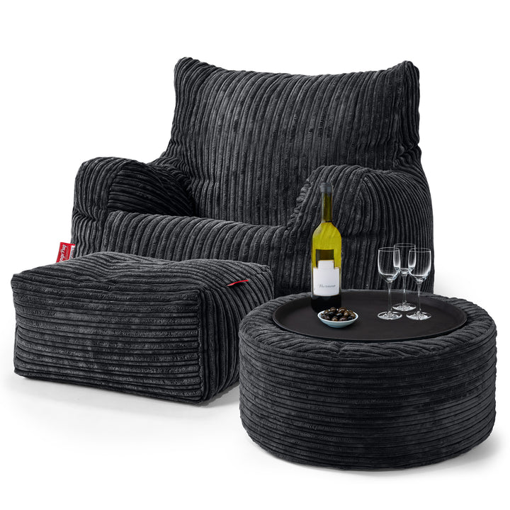 Puff Sillón Josephine - Pana Clásica Negro 03