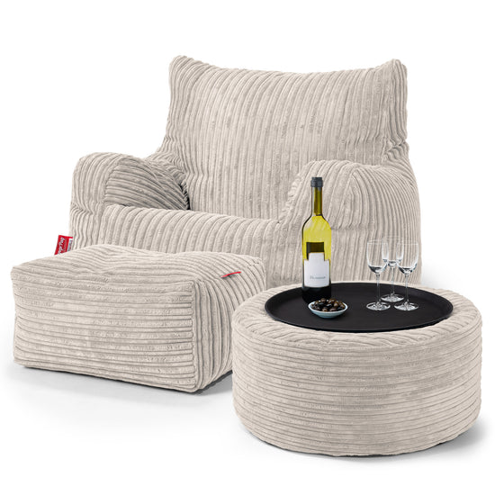 Puff Sillón Josephine - Pana Clásica Marfil 03