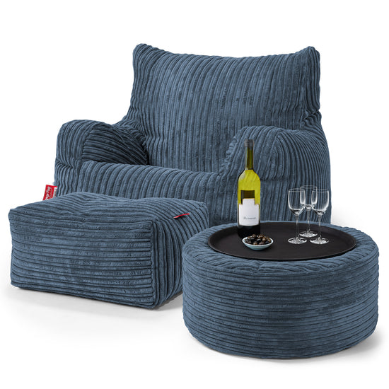 Puff Sillón Josephine - Pana Clásica Azul marino 03