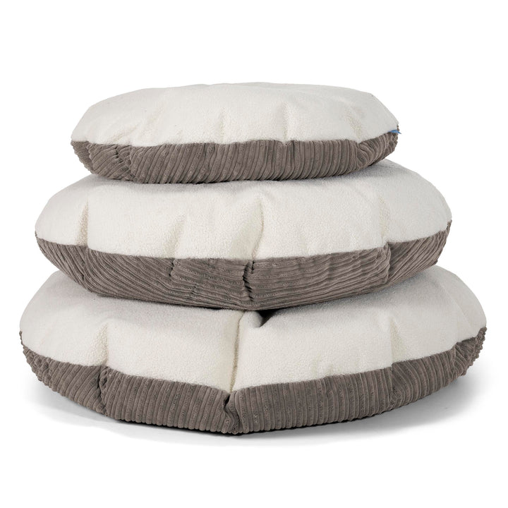 Flexforma Puf Redondo de Suelo para Niños 1-3 años - Boucle & Pana Clásica Grafito 03
