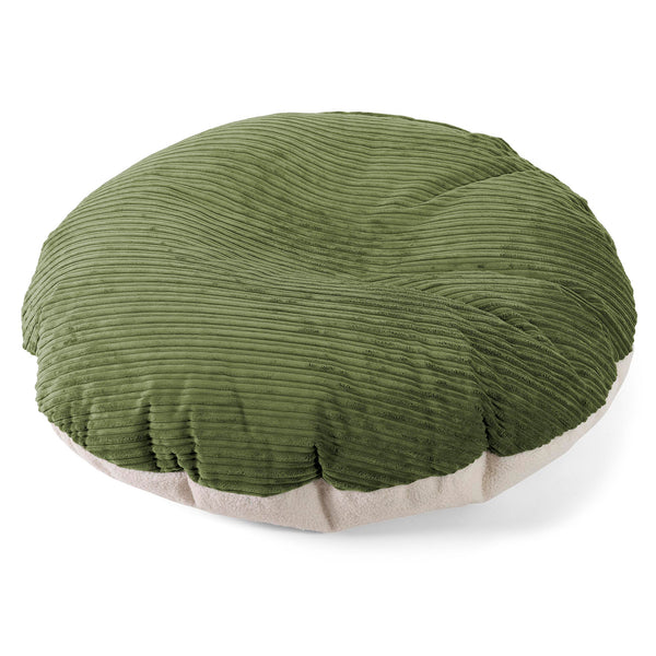 Flexforma Puf Gigante Redondo de Suelo para Adultos - Boucle & Pana Clásica Bosque Verde 01