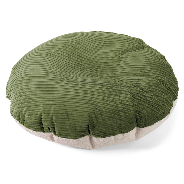 Flexforma Puf Gigante Redondo de Suelo para Adultos - Boucle & Pana Clásica Bosque Verde 01