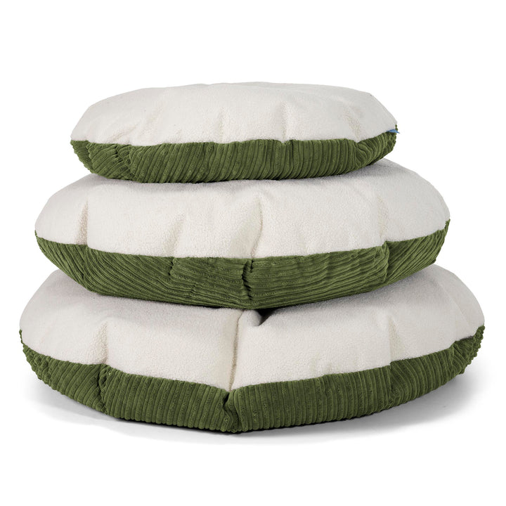 Flexforma Puf Gigante Redondo de Suelo para Adultos - Boucle & Pana Clásica Bosque Verde 03