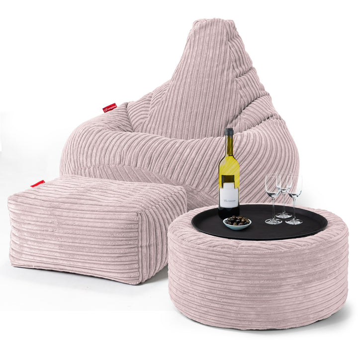 Silla De Juego Puf - Pana Clásica Rosa Claro 03