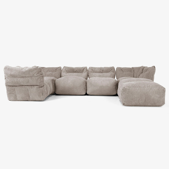 Sofá Modular de 5 Plazas con Chaise Longue - Pana Clásica Marrón empolvado 01