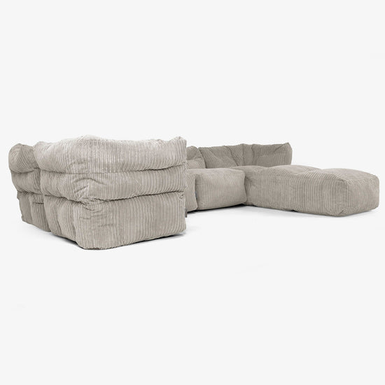 Sofá Modular de 5 Plazas con Chaise Longue - Pana Clásica Visón 02