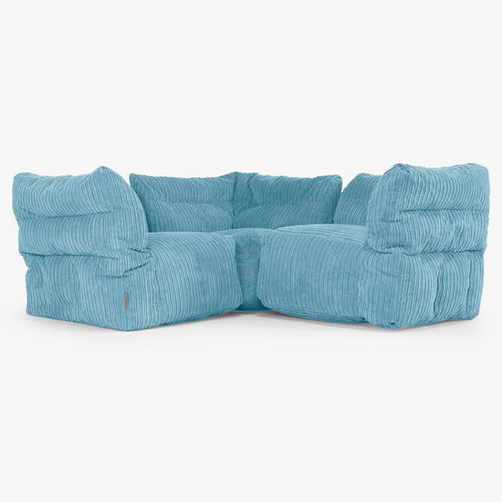 Sofá Modular Esquinero de 3 Plazas - Pana Clásica Egeo Azul 01