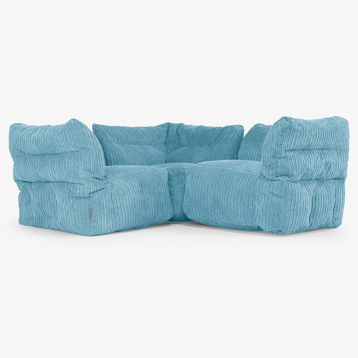 Sofá Modular Esquinero de 3 Plazas - Pana Clásica Egeo Azul 01