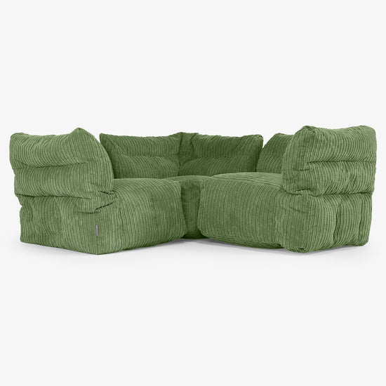 Sofá Modular Esquinero de 3 Plazas - Pana Clásica Bosque Verde 01