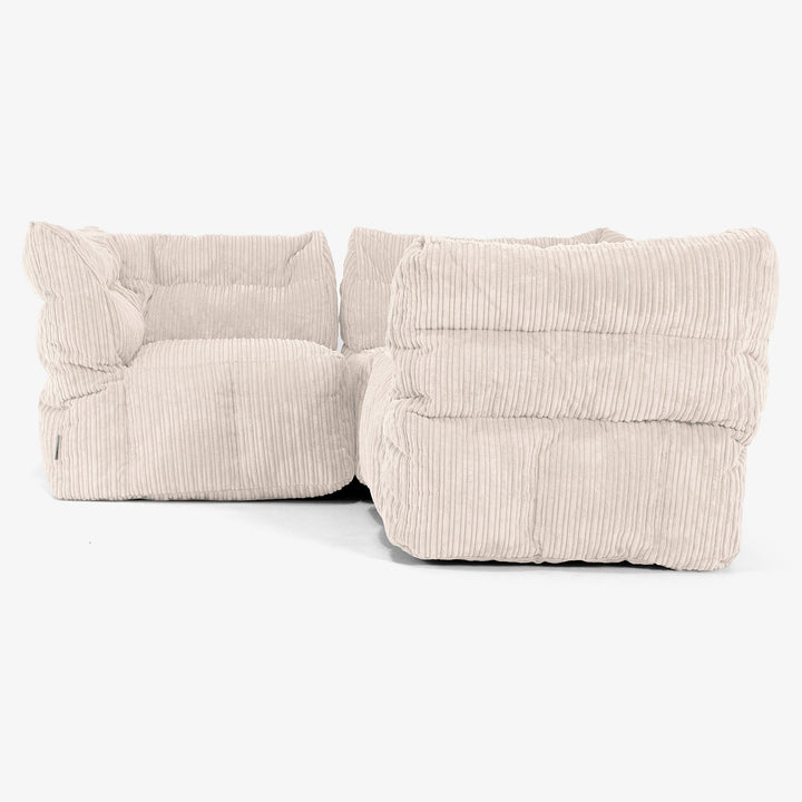 Sofá Modular Esquinero de 3 Plazas - Pana Clásica Marfil 02