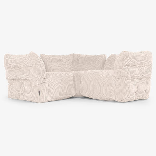 Sofá Modular Esquinero de 3 Plazas - Pana Clásica Marfil 01