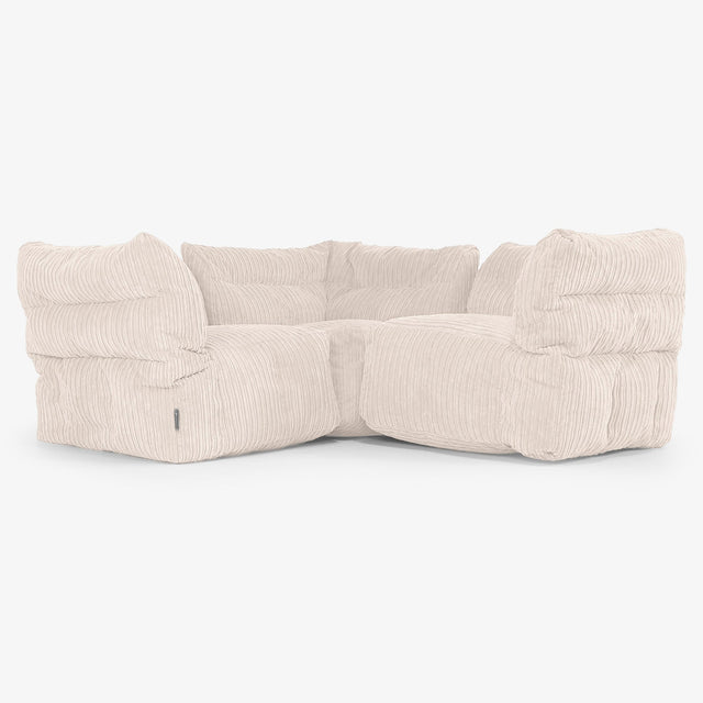 Sofá Modular Esquinero de 3 Plazas - Pana Clásica Marfil 01