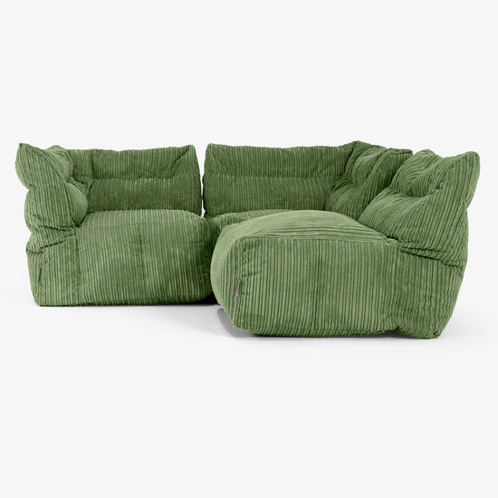 Sofá Modular de 3 Plazas - Pana Clásica Bosque Verde 04