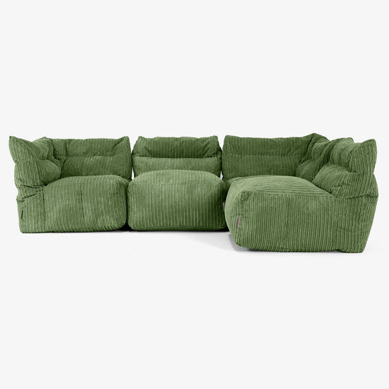 Sofá Modular de 4 Plazas - Pana Clásica Bosque Verde 03