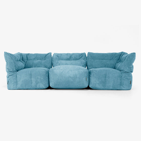 Sofá Modular de 3 Plazas - Pana Clásica Egeo Azul 01