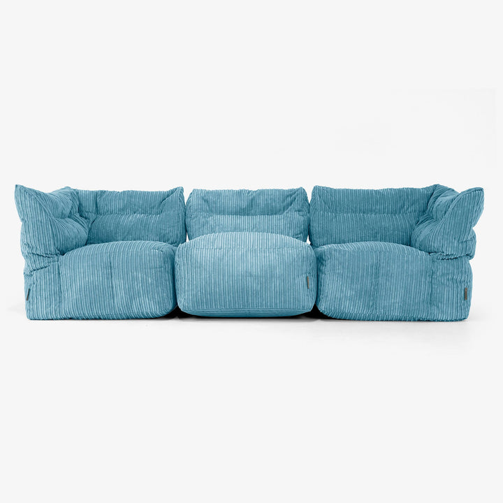Sofá Modular de 3 Plazas - Pana Clásica Egeo Azul 01