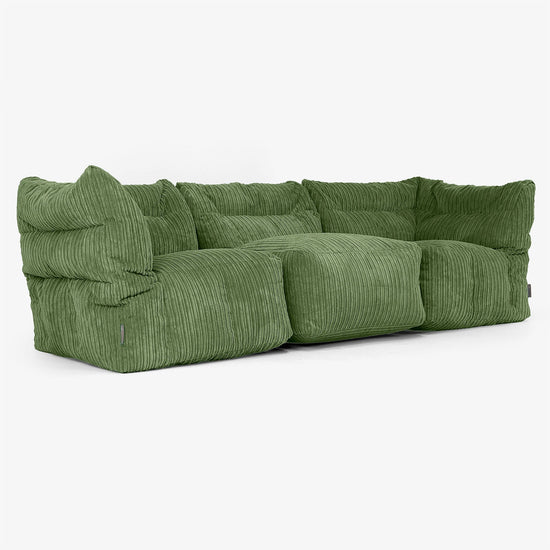 Sofá Modular de 3 Plazas - Pana Clásica Bosque Verde 02