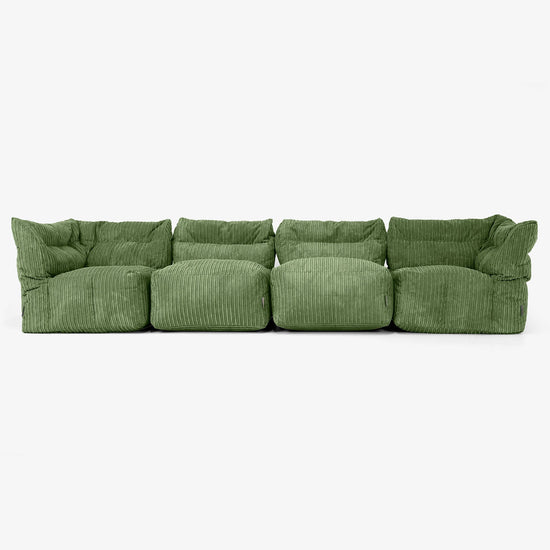 Sofá Modular de 4 Plazas - Pana Clásica Bosque Verde 01